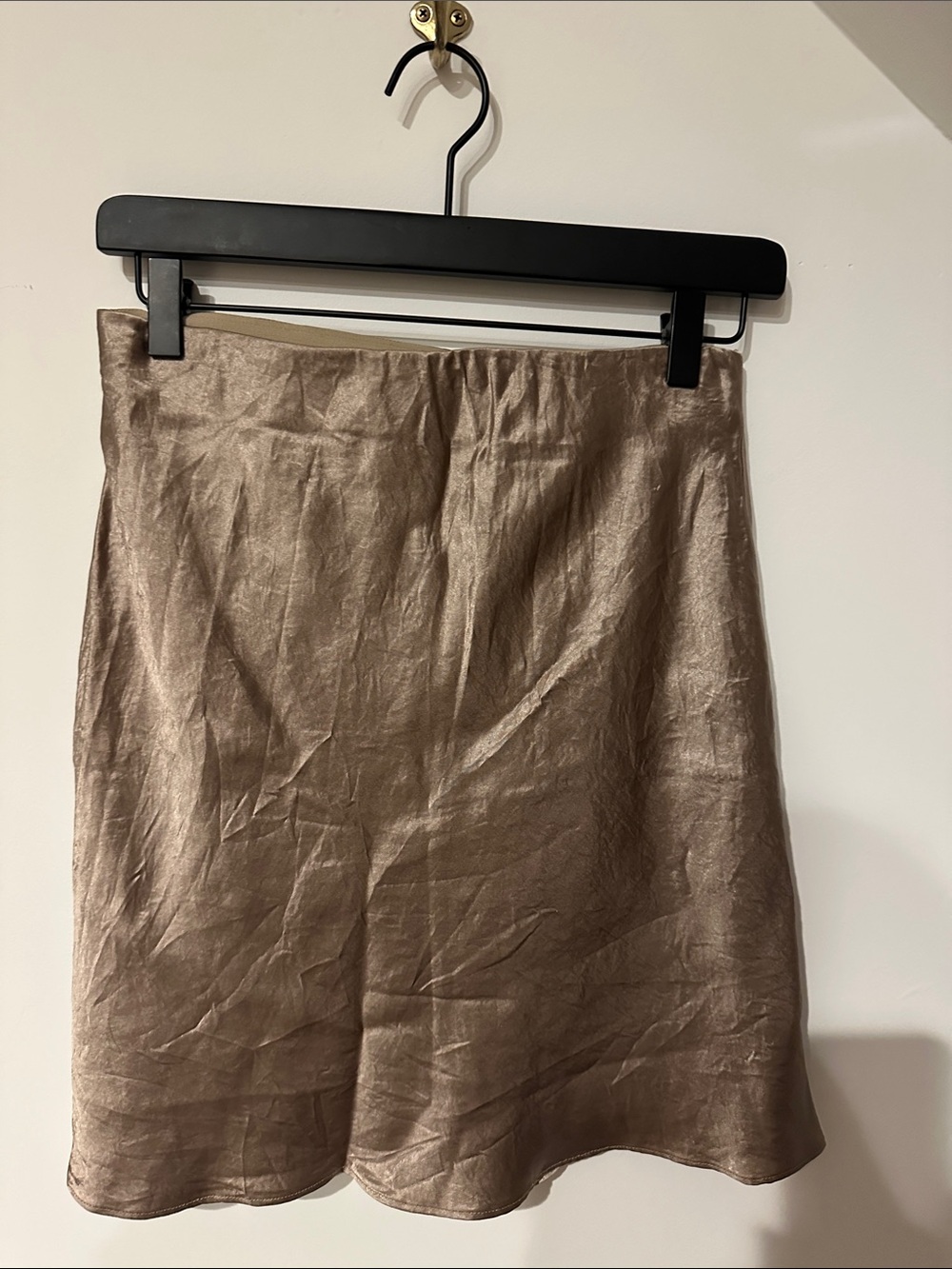 Aritzia Metallic Taupe Mini Skirt